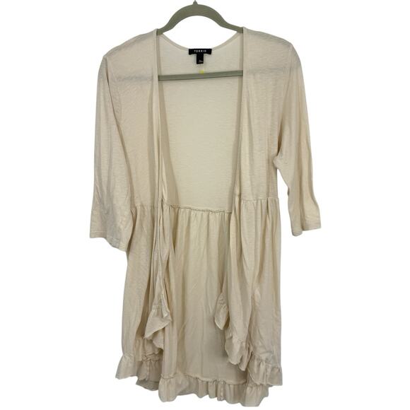 Torrid Cream Ruffle Hem Blouse - Picture 3 of 8